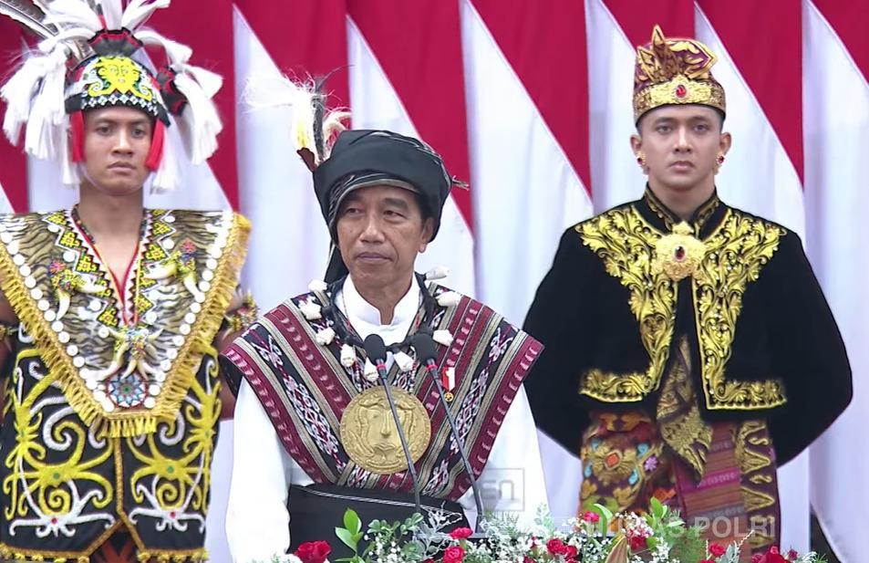 Foto Presiden Joko Widodo  pada Sidang Tahunan MPR RI dan Sidang Bersama DPR RI dan DPD RI Tahun 2023